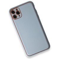 Newface iPhone 11 Pro Kılıf Coco Deri Silikon Kapak - Açık Mavi