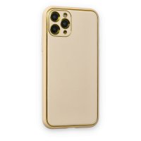 Newface iPhone 11 Pro Kılıf Coco Deri Silikon Kapak - Gold
