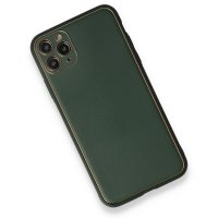 Newface iPhone 11 Pro Kılıf Coco Deri Silikon Kapak - Yeşil