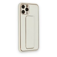 Newface iPhone 11 Pro Kılıf Coco Deri Standlı Kapak - Beyaz