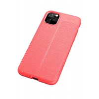 Newface iPhone 11 Pro Kılıf Focus Derili Silikon - Kırmızı