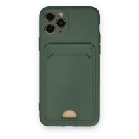 Newface iPhone 11 Pro Kılıf Kelvin Kartvizitli Silikon - Koyu Yeşil