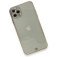 Newface iPhone 11 Pro Kılıf Liva Taşlı Silikon - Beyaz