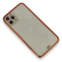 Newface iPhone 11 Pro Kılıf Liva Taşlı Silikon - Kırmızı