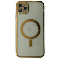 Newface iPhone 11 Pro Kılıf Magneticsafe Lazer Silikon - Gold