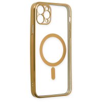 Newface iPhone 11 Pro Kılıf Magneticsafe Lazer Silikon - Gold