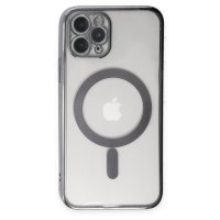 Newface iPhone 11 Pro Kılıf Magneticsafe Lazer Silikon - Gümüş