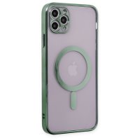 Newface iPhone 11 Pro Kılıf Magneticsafe Lazer Silikon - Haki Yeşil