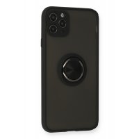 Newface iPhone 11 Pro Kılıf Montreal Yüzüklü Silikon Kapak - Siyah