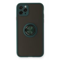 Newface iPhone 11 Pro Kılıf Montreal Yüzüklü Silikon Kapak - Yeşil
