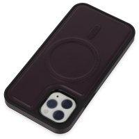Newface iPhone 11 Pro Kılıf Ozzi Magsafe Deri Kapak - Derin Mor