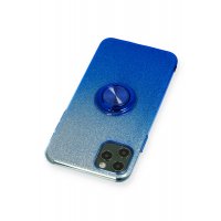 Newface iPhone 11 Pro Kılıf Simli Yüzüklü Silikon - Mavi