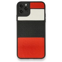 Newface iPhone 11 Pro Max Kılıf Sky Deri Silikon - Kırmızı