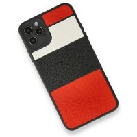 Newface iPhone 11 Pro Max Kılıf Sky Deri Silikon - Kırmızı