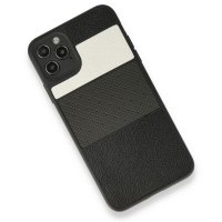 Newface iPhone 11 Pro Max Kılıf Sky Deri Silikon - Siyah