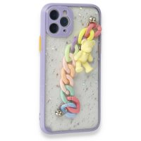 Newface iPhone 11 Pro Max Kılıf Ayıcıklı Silikon - Lila