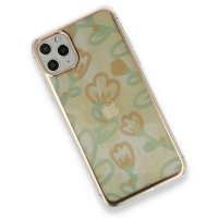 Newface iPhone 11 Pro Max Kılıf Çiçekli Silikon - Sarı