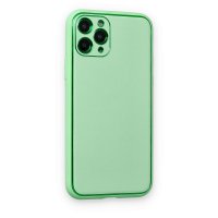 Newface iPhone 11 Pro Max Kılıf Coco Deri Silikon Kapak - Açık  Yeşil