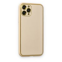 Newface iPhone 11 Pro Max Kılıf Coco Deri Silikon Kapak - Gold