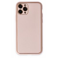 Newface iPhone 11 Pro Max Kılıf Coco Deri Silikon Kapak - Pudra