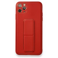 Newface iPhone 11 Pro Max Kılıf Coco Deri Standlı Kapak - Kırmızı