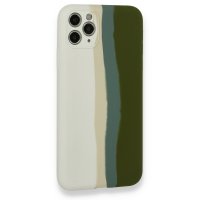 Newface iPhone 11 Pro Max Kılıf Ebruli Lansman Silikon - Beyaz-Yeşil