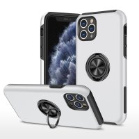 Newface iPhone 11 Pro Max Kılıf Elit Yüzüklü Kapak - Gümüş