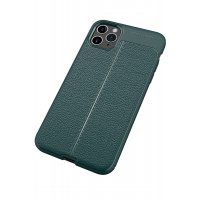 Newface iPhone 11 Pro Max Kılıf Focus Derili Silikon - Yeşil