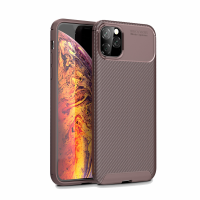 Newface iPhone 11 Pro Max Kılıf Auto Focus Karbon Kapak - Kahverengi