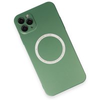 Newface iPhone 11 Pro Max Kılıf Jack Magneticsafe Lens Silikon - Yeşil