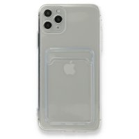 Newface iPhone 11 Pro Max Kılıf Kart Şeffaf Silikon - Şeffaf