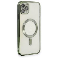 Newface iPhone 11 Pro Max Kılıf Kross Magneticsafe Kapak - Koyu Yeşil
