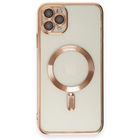 Newface iPhone 11 Pro Max Kılıf Kross Magneticsafe Kapak - Rose