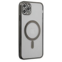 Newface iPhone 11 Pro Max Kılıf Magneticsafe Lazer Silikon - Siyah