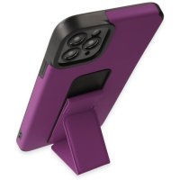 Newface iPhone 11 Pro Max Kılıf Mega Standlı Silikon - Mor