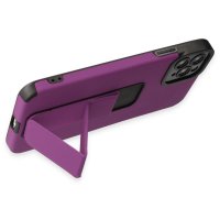 Newface iPhone 11 Pro Max Kılıf Mega Standlı Silikon - Mor