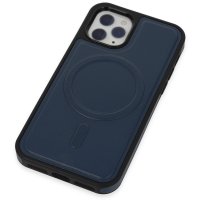 Newface iPhone 11 Pro Max Kılıf Ozzi Magsafe Deri Kapak - Lacivert