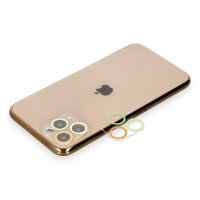 Newface iPhone 11 Pro Max Renkli Kamera Lens Koruma Cam - Sarı-Turuncu