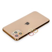 Newface iPhone 11 Pro Max Renkli Kamera Lens Koruma Cam - Turuncu-Kırmızı