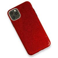 Newface iPhone 11 Pro Max Kılıf Simli Katmanlı Silikon - Kırmızı
