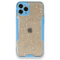 Newface iPhone 11 Pro Max Kılıf Platin Simli Silikon - Mavi