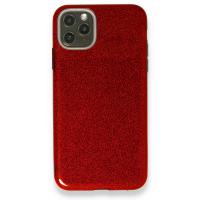 Newface iPhone 11 Pro Kılıf Simli Katmanlı Silikon - Kırmızı