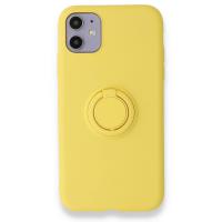 Newface iPhone 11 Kılıf Viktor Yüzüklü Silikon - Sarı