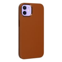 Newface iPhone 12 Kılıf Asya Deri Silikon - Kahverengi