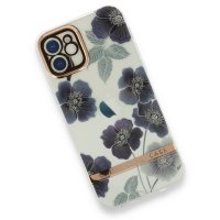 Newface iPhone 12 Kılıf Çiçekli Silikon - Mor