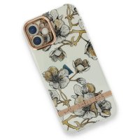 Newface iPhone 12 Kılıf Çiçekli Silikon - Pudra