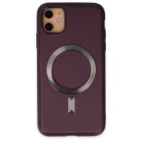 Newface iPhone 12 Kılıf Coco Deri Magneticsafe Silikon - Bordo