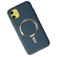 Newface iPhone 12 Kılıf Coco Deri Magneticsafe Silikon - Lacivert