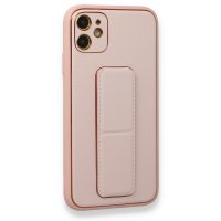 Newface iPhone 12 Kılıf Coco Deri Standlı Kapak - Pembe