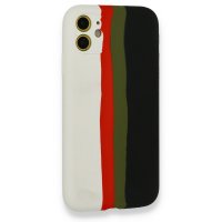 Newface iPhone 12 Kılıf Ebruli Lansman Silikon - Beyaz-Siyah